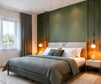 Chambre avec mur vert sauge